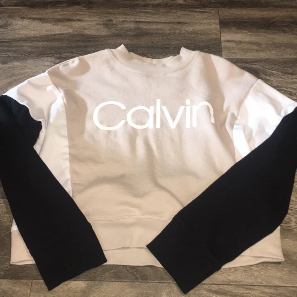2 piece Calvin Klein Sweat Set Pants Sweatshirt Colorblock Small pant Large top